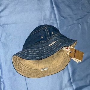 Reversible true religion bucket hat blue and beige